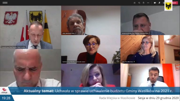 screen z posiedzenia rady miejskiej Wasilkowa