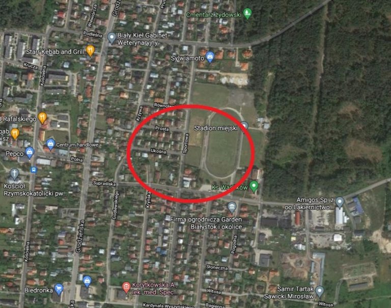 Widok z satelity na tereny Wasilkowa