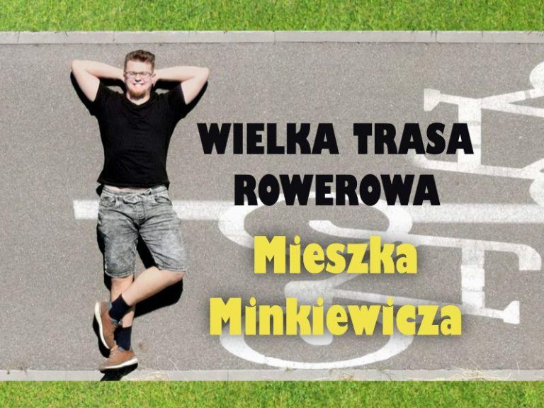 Grafika, na ścieżce rowerowej jeży mężczyzna
