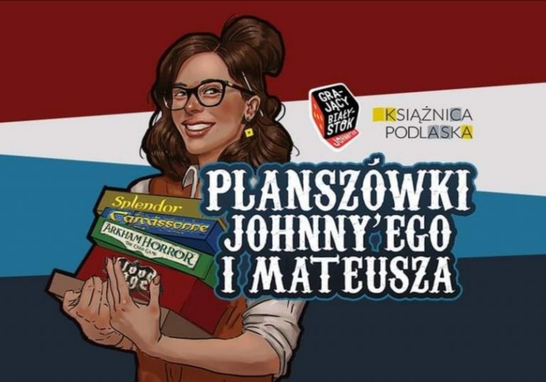 Grafika komputerowa przedstawiająca dziewczynę trzymającą planszówki