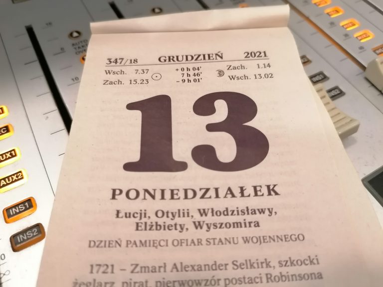 Kalendarz z datą 13 grudnia