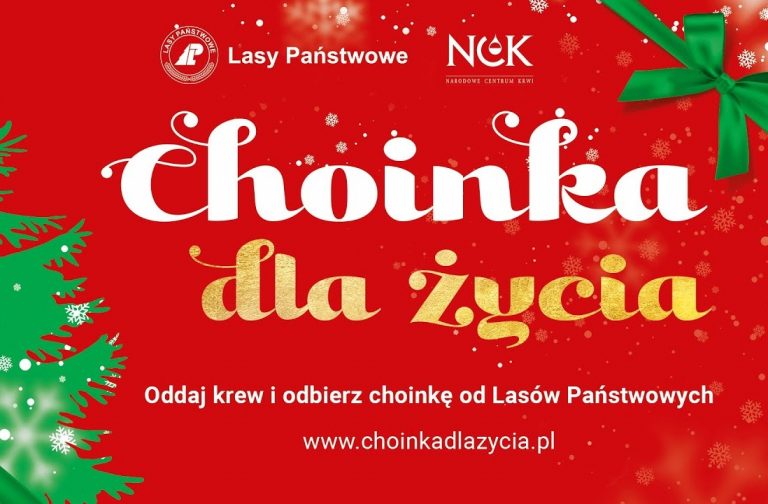 czerwona grafika z napisem choinka dla życia