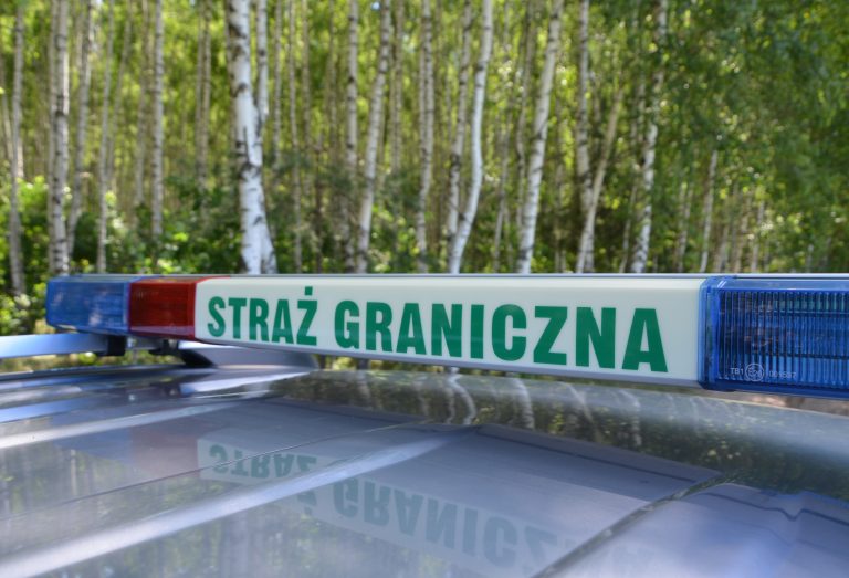 Fragment samochodu służbowego straży granicznej