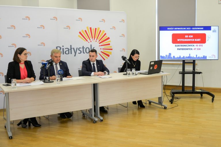 Cztery osoby przy stole konferencyjnym