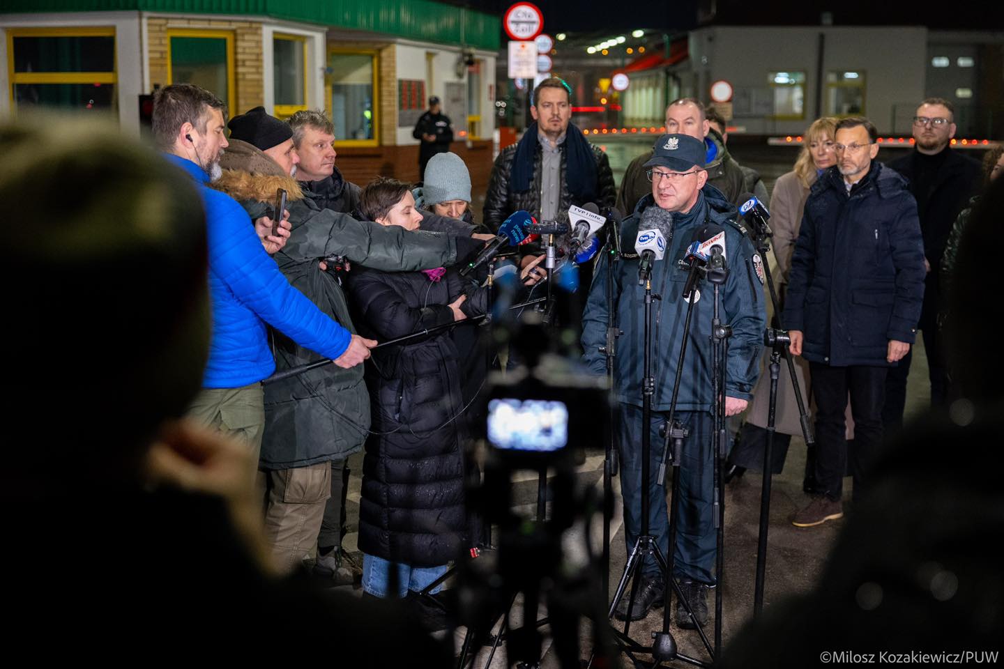 Konferencja prasowa na przejściu granicznym